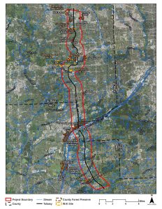 map highlighting I355 corridor